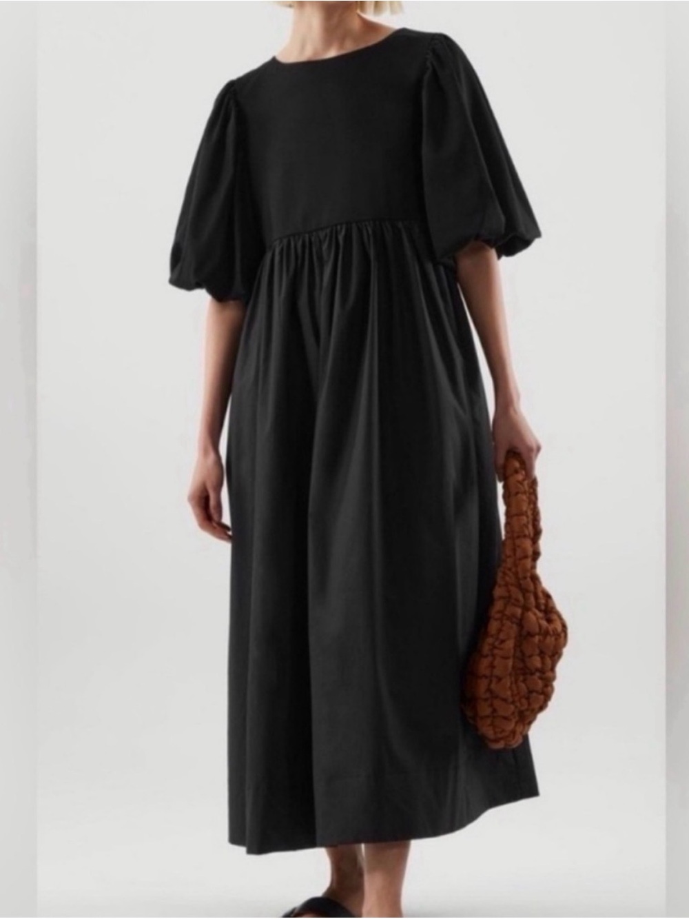 COS Puff Sleeve Mixed Media Dress Size 10 (US) (1182)